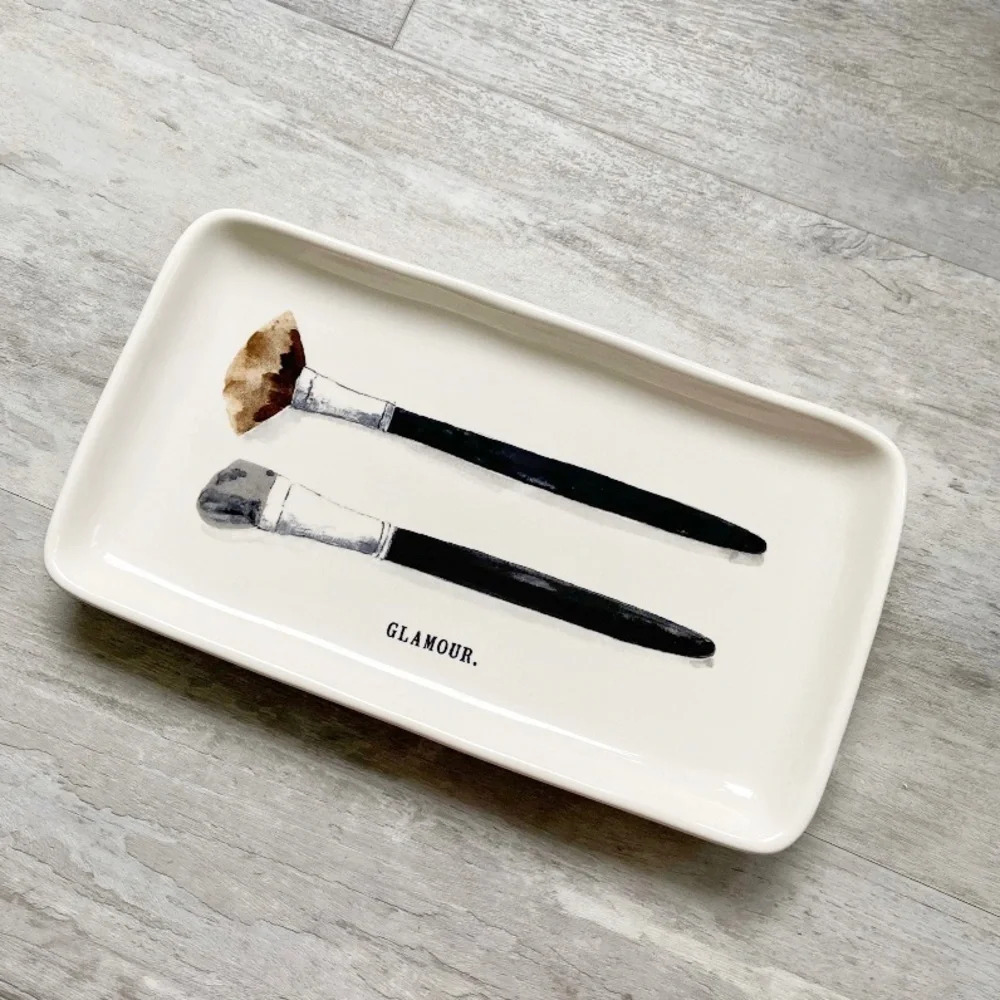 Ceramic Dish Brush Home Decor Makeup Tray Artisan Collection GLAMOUR Rae Dunn